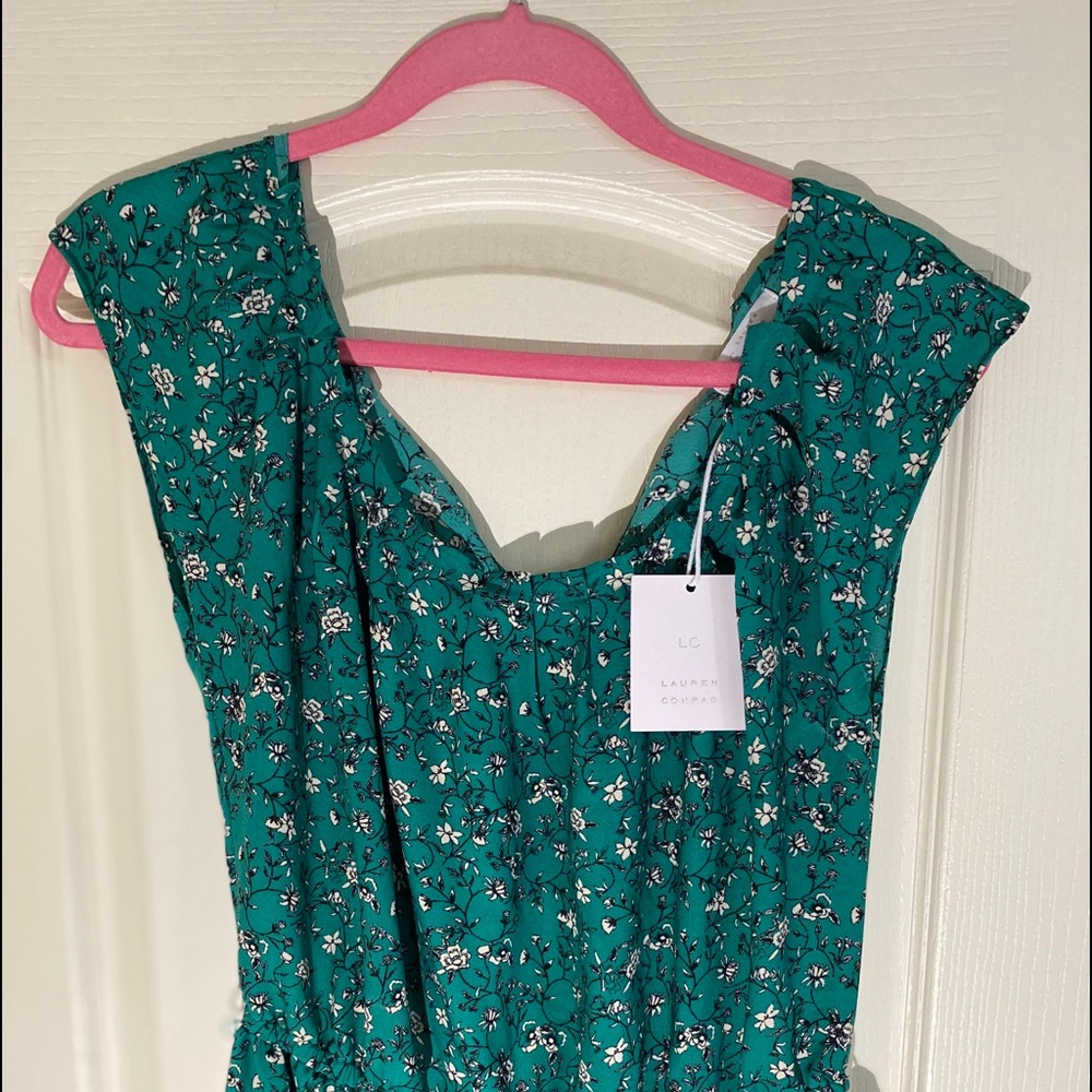LAUREN CONRAD FLOWY GREEN/FLORAL TIE DRESS